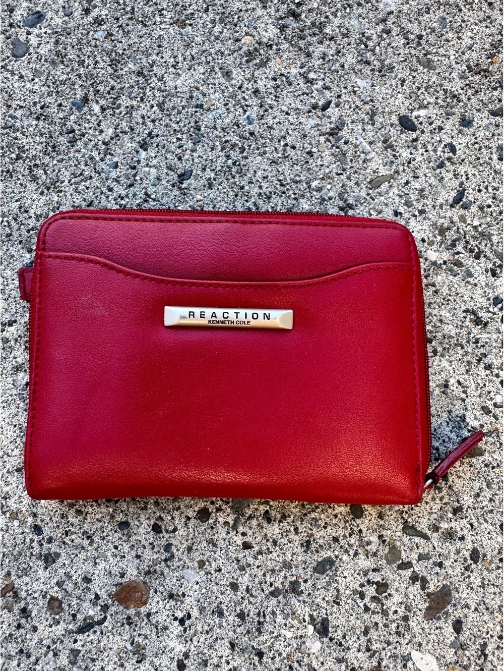 Kenneth Cole Reaction Red Zip Around Wallet with Card Slots and ID Window